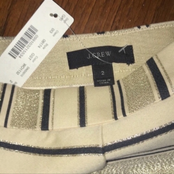 🥂J. CREW🥂METALLIC STRIPED MINI SKIRT W/POCKETS🥂 - Picture 8 of 9